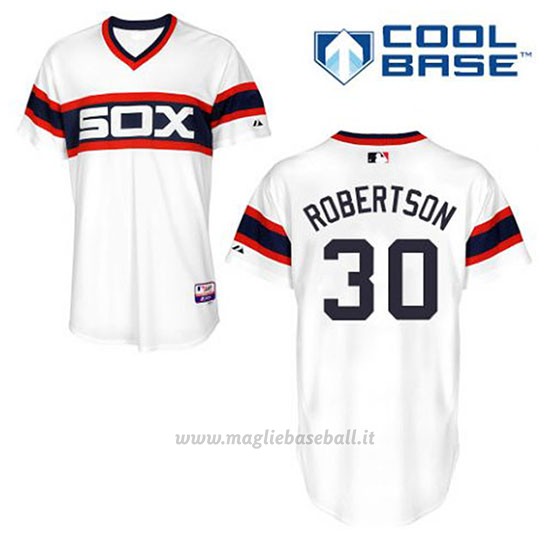 Maglia Baseball Uomo Chicago White Sox 30 David Robertson Bianco Alterner Cool Base
